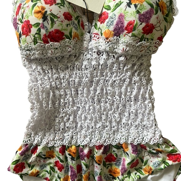Charo Ruiz Ibiza Rola Crochet Floral One Piece Swimsuit White Bonita NWT Sz M - Picture 7 of 12